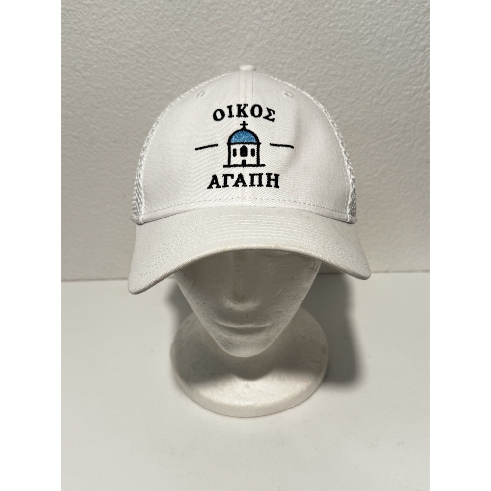 Santorini Island Greece Hat Cap Blue Dome Sz M/L Fitted Stretch Trucker New Era